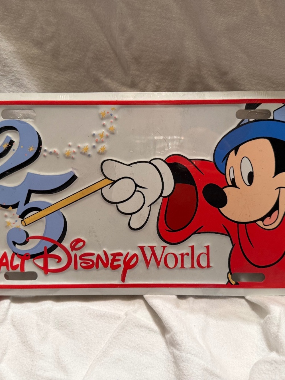 Disney 25th Anniversary License Plate Sorcerer Mickey Mouse 1996